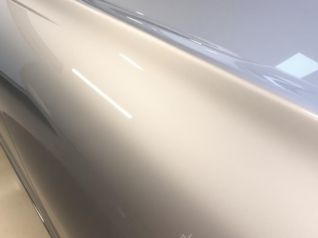 The same car paint polished to a mirror gloss after paint correction